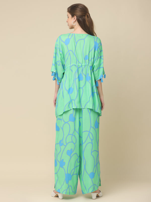 Stylish Green Flared Co-Ord Set