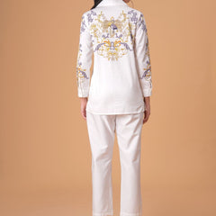 Luxury White Printed Full Sleeve Women’s Co-ord
