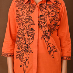 Elegant Orange Embroidered Co-Ord Set for Contemporary Festive Look