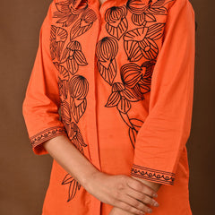 Elegant Orange Embroidered Co-Ord Set for Contemporary Festive Look
