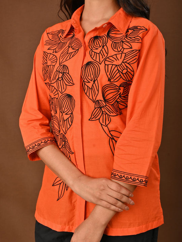 Elegant Orange Embroidered Co-Ord Set for Contemporary Festive Look