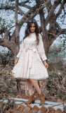 Beige Cotton Flared Dress