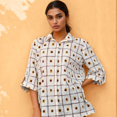 Rosy brown printed cotton shirt