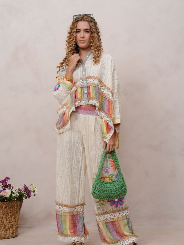 Women’s Multi-Color Cotton Embroidered Co-ord Set
