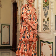Afreen Coral Printed Sharara Set