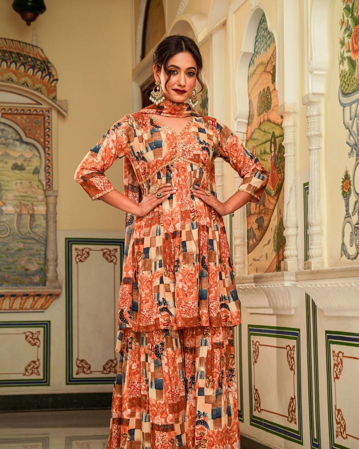 Afreen Coral Printed Sharara Set