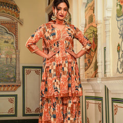 Afreen Coral Printed Sharara Set