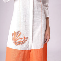 Airy Cotton Linen White Embroidered Midi Dress