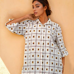 Rosy brown printed cotton shirt