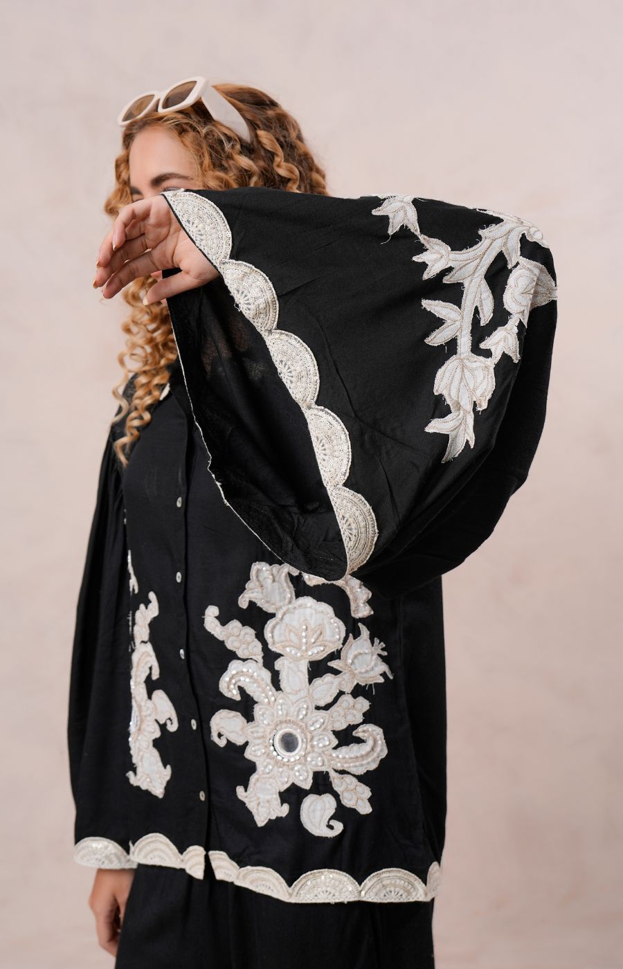 Women’s Black Viscose Embroidered Co-ord Set