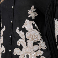 Women’s Black Viscose Embroidered Co-ord Set