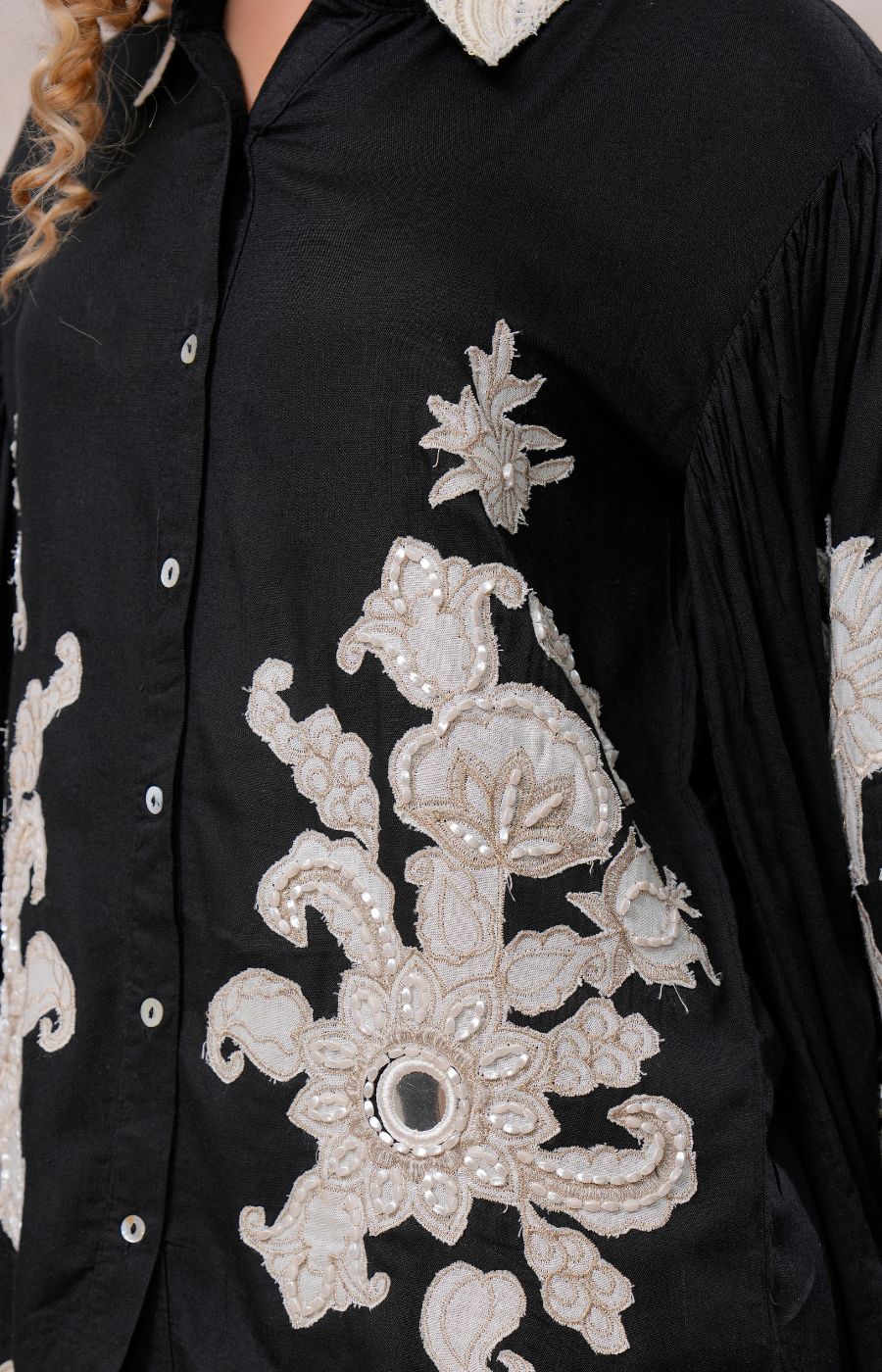 Women’s Black Viscose Embroidered Co-ord Set