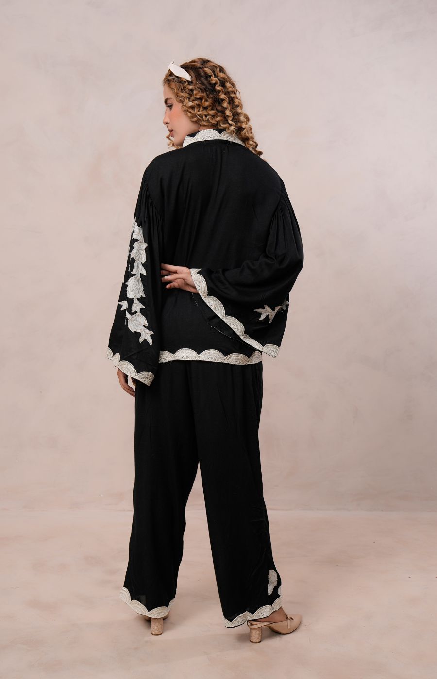 Women’s Black Viscose Embroidered Co-ord Set