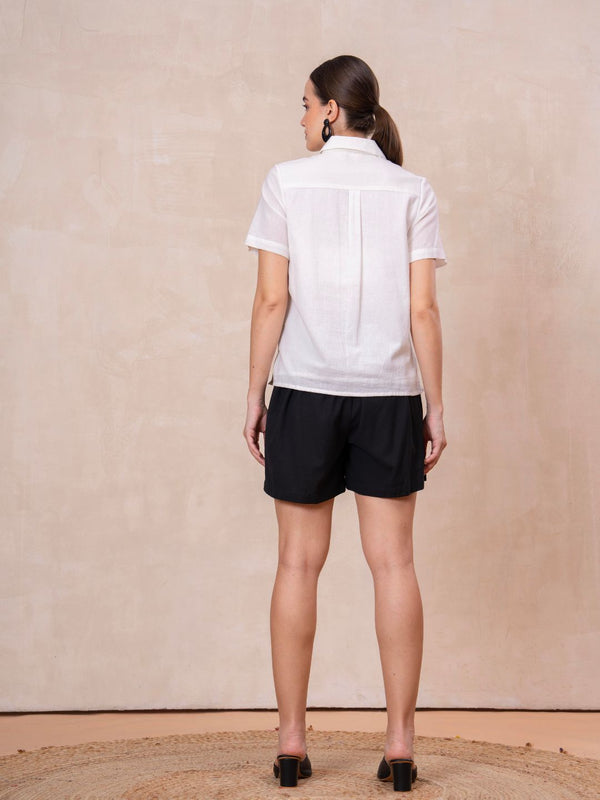 Classic Monochrome Floral Shirt & Shorts Set