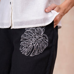 Classic Monochrome Floral Shirt & Shorts Set