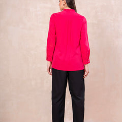 Classic Pink Front-Open Embroidered Tunic