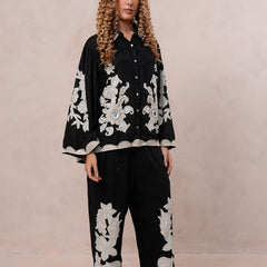 Women’s Black Viscose Embroidered Co-ord Set