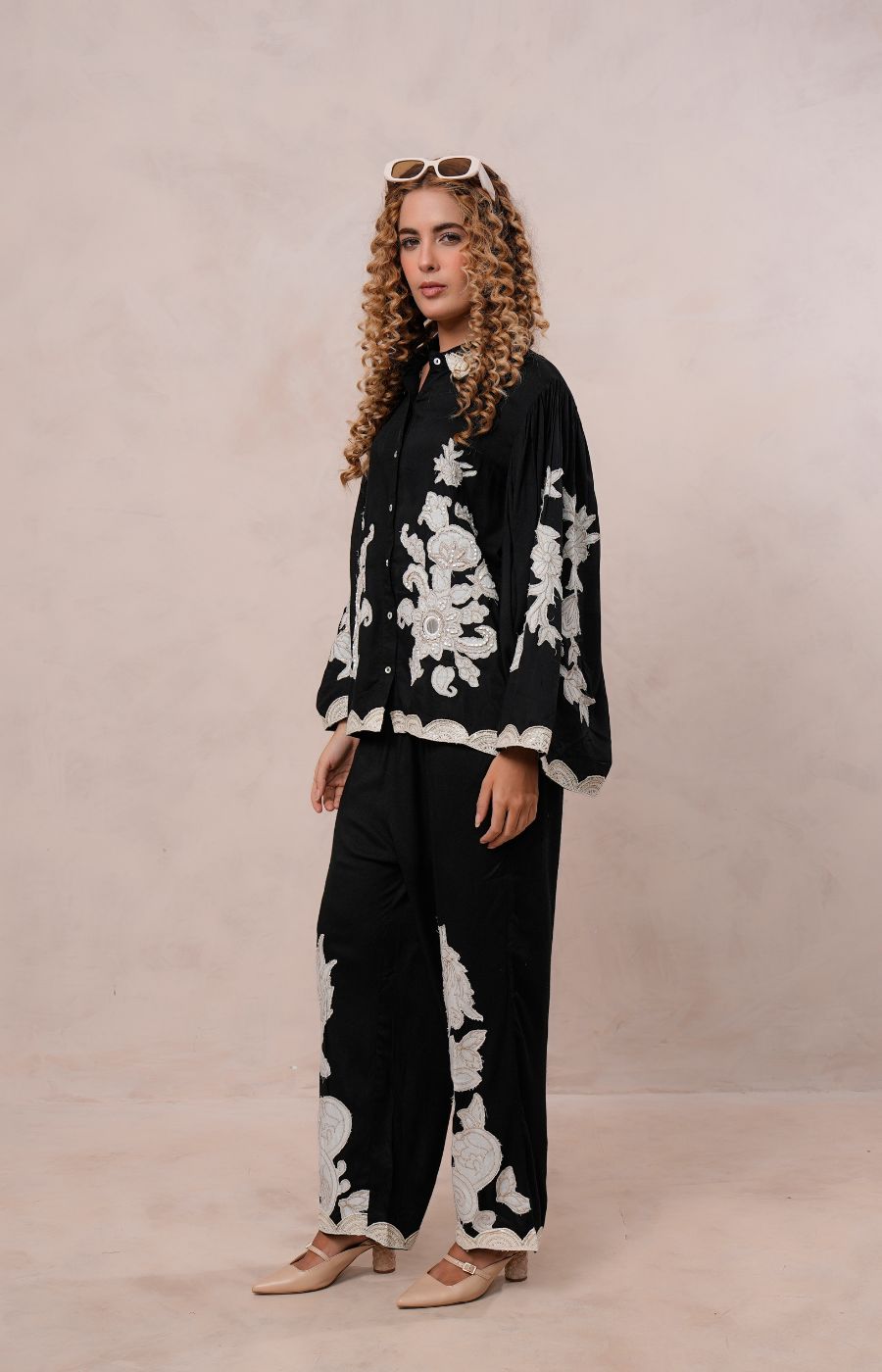Women’s Black Viscose Embroidered Co-ord Set
