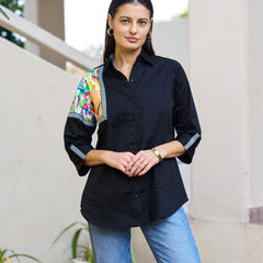 Black Hand-Painted Cotton Shirt