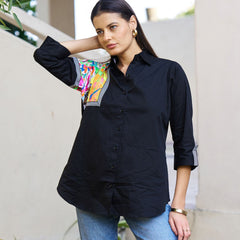 Black Hand-Painted Cotton Shirt