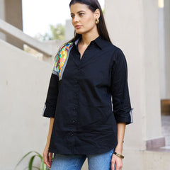 Black Hand-Painted Cotton Shirt