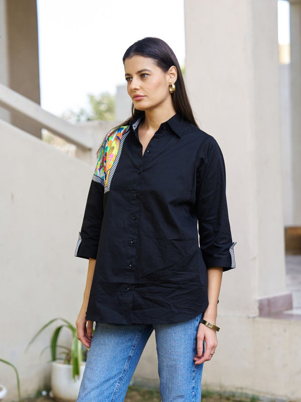 Black Hand-Painted Cotton Shirt