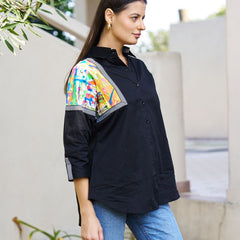 Black Hand-Painted Cotton Shirt