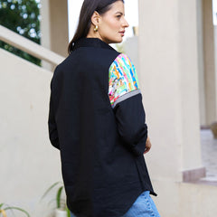 Black Hand-Painted Cotton Shirt