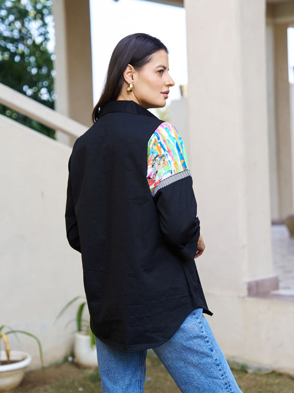 Black Hand-Painted Cotton Shirt