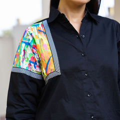 Black Hand-Painted Cotton Shirt