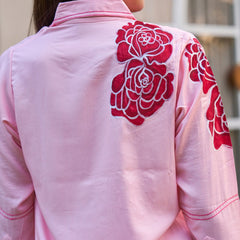 Rosette Bloom Hand-Painted Pink Tencel Luxe Co-ord Set