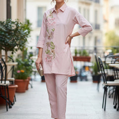 Elegant Pink Kurta & Trousers Set for Women – Coatrise Fabric