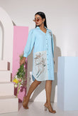 Powder Blue Mini Shirt Dress