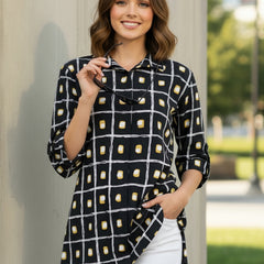 Black Check printed cotton shirt