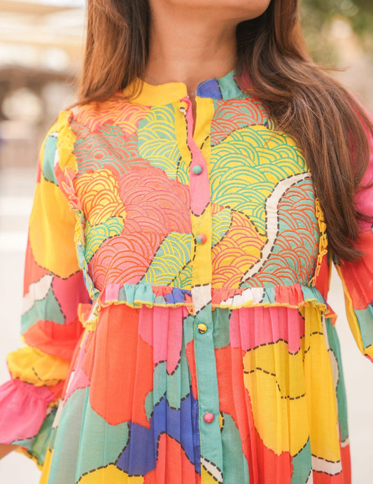 Elegant Colorful Mal Cotton Mini Dress