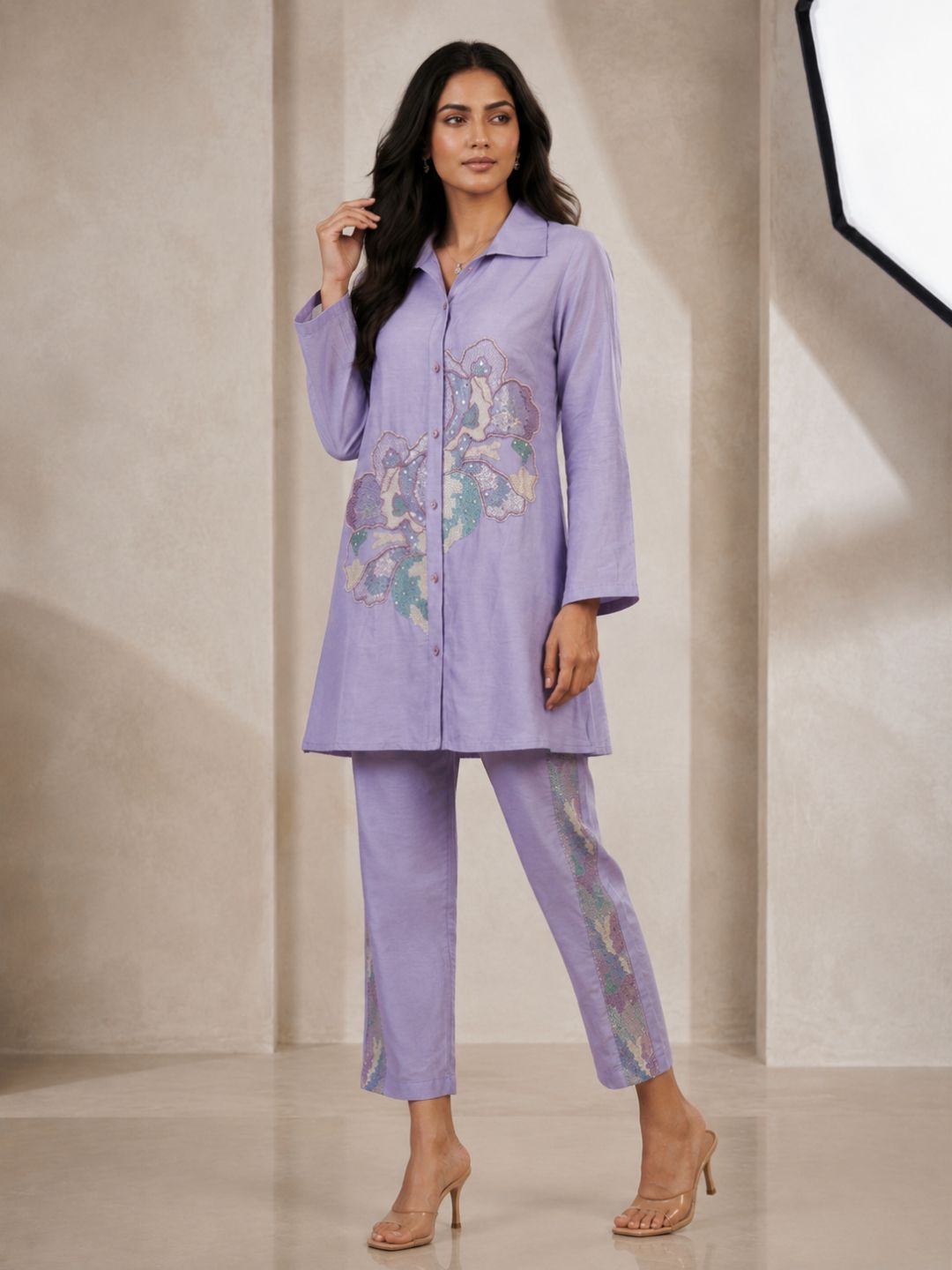 Lavender Bloom Embellished Co-Ord Set