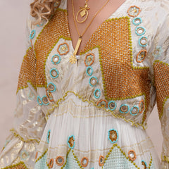 Women’s Cream Viscose Embroidered Maxi Dress