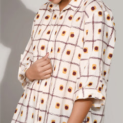 Rosy brown printed cotton shirt