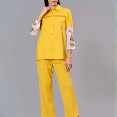 Sunshine Bloom Embroidered Cotton Co-Ord Set