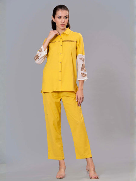 Sunshine Bloom Embroidered Cotton Co-Ord Set