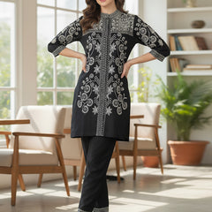 Black Embroidered Co -ord Set