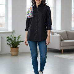 Black Hand-Painted Cotton Shirt