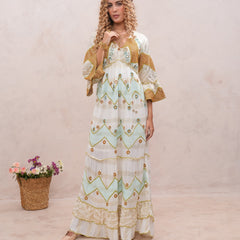 Women’s Cream Viscose Embroidered Maxi Dress