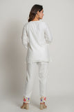 Elegant White Embroidered Cotton Co-ord Set