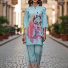 Breezy Blue Cotton Co-ord Set