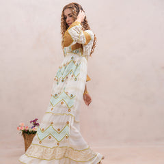 Women’s Cream Viscose Embroidered Maxi Dress