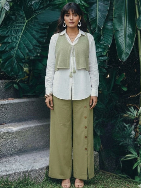 Trendy Olive Green Casual Co-ord Outfit Set