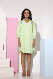 Pastel Green Sequined Work Shirt Dress
