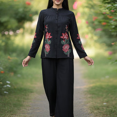 Black Embroidered Co-ord Set