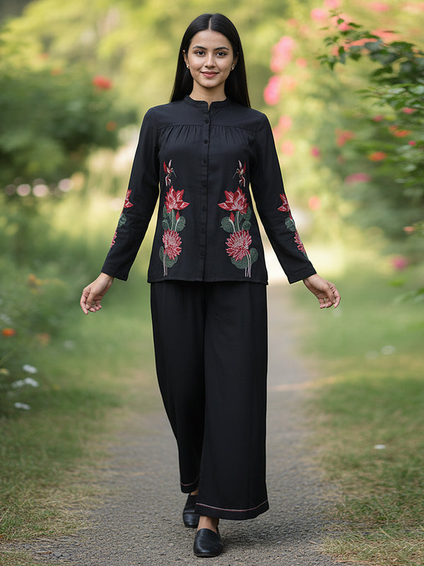 Black Embroidered Co-ord Set